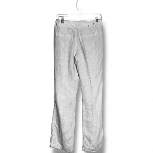 Banana Republic Elegant Cream Pinstripe Straight Flare Leg Size 4 Linen Trousers - Picture 12 of 13
